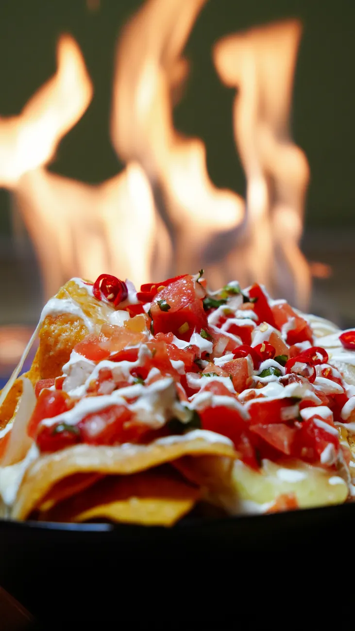 Nachos vor offener Flamme