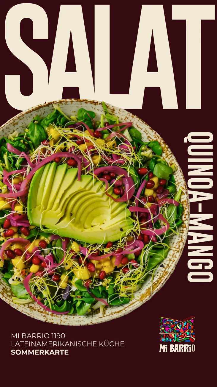Story-Design für die Sommerkarte: Quinoa-Mango-Salat